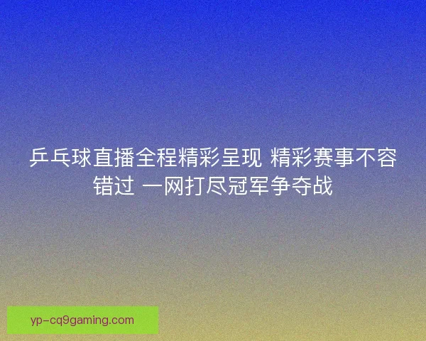 乒乓球直播全程精彩呈现 精彩赛事不容错过 一网打尽冠军争夺战